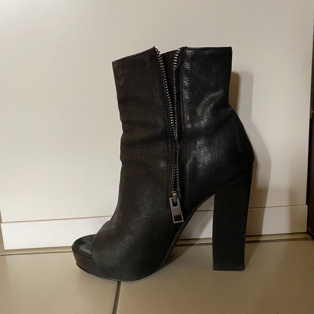 ALL SAINTS BLACK ANKLE PEEP TOE BOOTS SIZE 36
